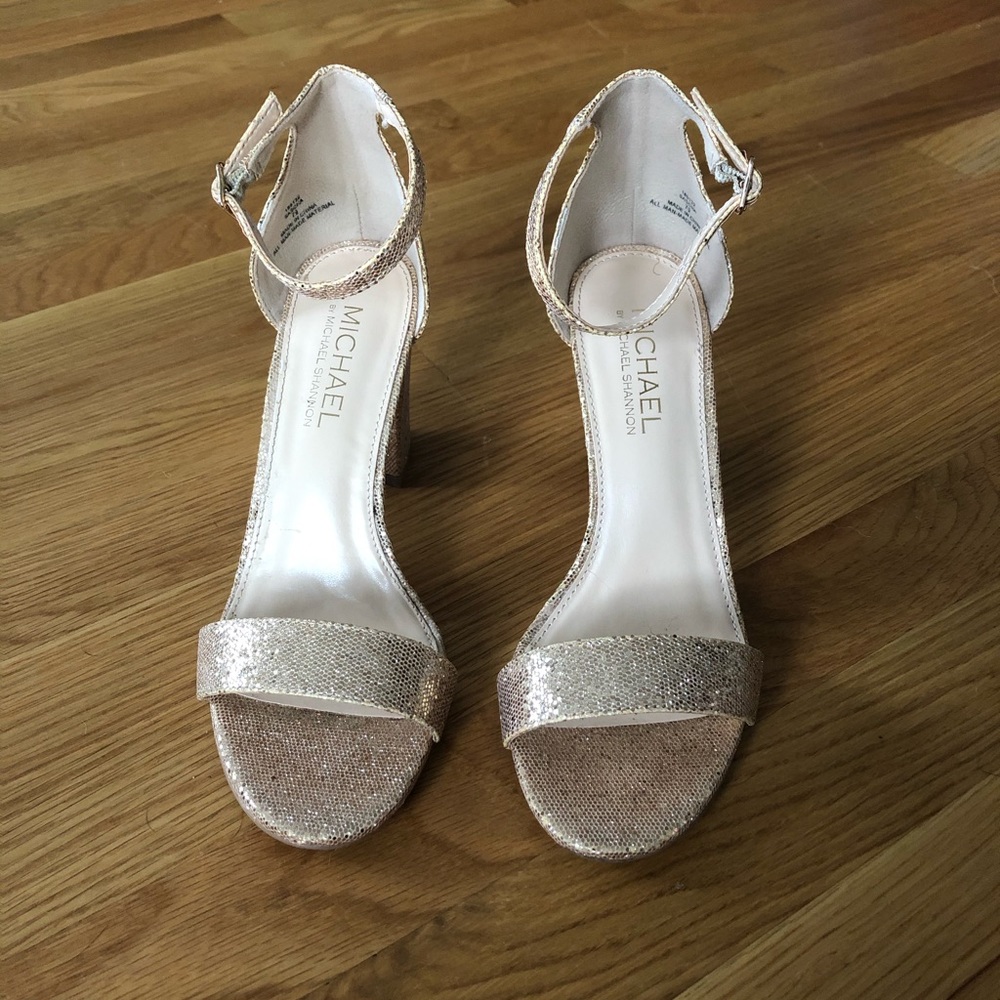 Rose gold sparkly chunk sandals